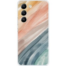 TechTree Vivo V30 Lite Uyumlu Modern Renk Paleti Baskılı Silikon Kılıf