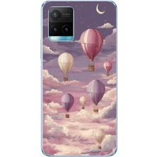 TechTree Vivo Y21S Uyumlu Mor Gökyüzü ve Uçan Balon Baskılı Silikon Kılıf