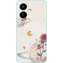 TechTree Vivo Y22 Uyumlu Gezegen, Yıldız ve Gül Baskılı Silikon Kılıf