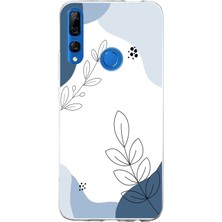 TechTree Honor 9x Uyumlu Mavi Huzur Şekiller ve Botanik Çizgiler Baskılı Silikon Kılıf