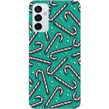 TechTree Samsung Galaxy M14 Uyumlu Yılbaşı Ruhu Baston Şeker ve Kar Taneli Baskılı Silikon Kılıf