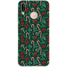 TechTree Huawei P20 Lite Uyumlu Yılbaşı Çam Ağacı ve Baston Şeker Baskılı Silikon Kılıf