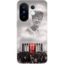TechTree Vivo X200 Fe Uyumlu Bulutların Üzerindeki Lider Kalpaklı Atatürk Baskılı Silikon Kılıf