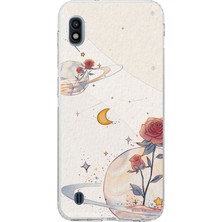 TechTree Samsung Galaxy A10 Uyumlu Gezegen, Yıldız ve Gül Baskılı Silikon Kılıf