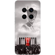 TechTree Honor Magic 7 Pro Uyumlu Bulutların Üzerindeki Lider Kalpaklı Atatürk Baskılı Silikon Kılıf