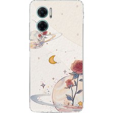 TechTree Redmi Note 11E Uyumlu Gezegen, Yıldız ve Gül Baskılı Silikon Kılıf