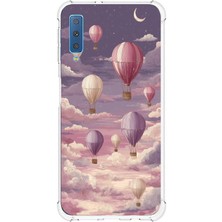 TechTree Samsung Galaxy A7 2018 Uyumlu Mor Gökyüzü ve Uçan Balon Baskılı Silikon Kılıf