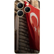 TechTree Tecno Spark 20 Pro Uyumlu Dev Türk Bayrağı Baskılı Silikon Kılıf