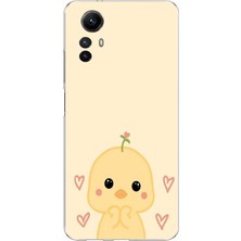 TechTree Redmi Note 12S Uyumlu Sevimli Civciv ve Kalp Desenli Baskılı Silikon Kılıf