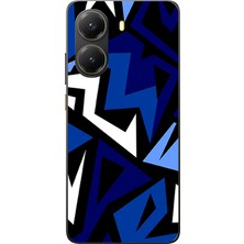 TechTree Poco X7 Pro Uyumlu Modern Mavi Geometrik Mozaik Baskılı Silikon Kılıf