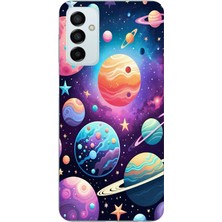 TechTree Samsung Galaxy M14 Uyumlu Uzay, Gezegen ve Yıldız Desenli Baskılı Silikon Kılıf