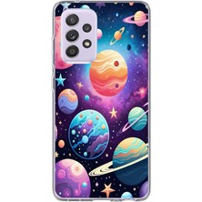 TechTree Samsung Galaxy A72 Uyumlu Uzay, Gezegen ve Yıldız Desenli Baskılı Silikon Kılıf