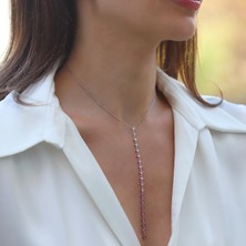 Necati Gün Pembe Zirkon Taşlı Gümüş Y Kolye