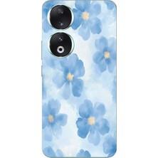 TechTree Honor 90 Uyumlu Mavi Çiçekler Baskılı Silikon Kılıf