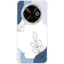 TechTree Tecno Spark 30C Uyumlu Mavi Huzur Şekiller ve Botanik Çizgiler Baskılı Silikon Kılıf