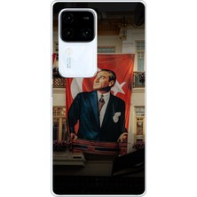 TechTree Vivo V30 Uyumlu Dev Bayrak Detaylı Atatürk Baskılı Silikon Kılıf