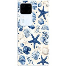 TechTree Vivo V30 Uyumlu Mavi Deniz Kabuğu ve Yıldız Desenli Baskılı Silikon Kılıf