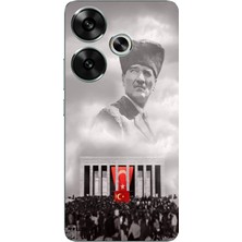 TechTree Poco F6 Uyumlu Bulutların Üzerindeki Lider Kalpaklı Atatürk Baskılı Silikon Kılıf