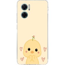 TechTree Redmi Note 11E Uyumlu Sevimli Civciv ve Kalp Desenli Baskılı Silikon Kılıf