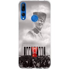 TechTree Honor 9x Uyumlu Bulutların Üzerindeki Lider Kalpaklı Atatürk Baskılı Silikon Kılıf