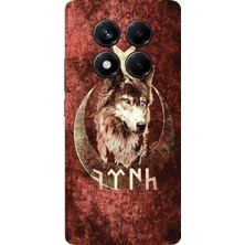 TechTree Redmi Note 14 Pro 5g Uyumlu Göktürk Yazılı ve Bozkurt Desenli Baskılı Silikon Kılıf
