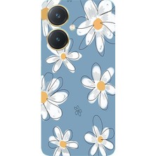 TechTree Vivo Y27 Uyumlu Mavi Papatya Bahçesi Baskılı Silikon Kılıf