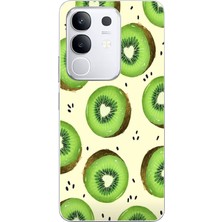 TechTree Vivo Y29 Uyumlu Yeşil Kivi Dilimleri ve Kalp Çekirdek Baskılı Silikon Kılıf