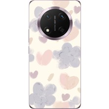 TechTree Honor Magic 7 Lite Uyumlu Pastel Boya Bahçesi Çiçek ve Kalp Baskılı Silikon Kılıf