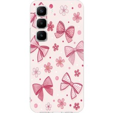 TechTree Infinix Hot 60 Pro Plus Uyumlu Pembe Fiyonk, Çiçek ve Puantiye Baskılı Silikon Kılıf