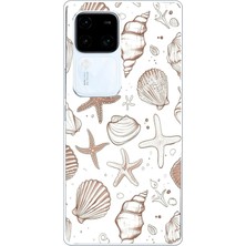TechTree Vivo V30 Uyumlu Kahverengi Deniz Yıldızı ve Kabuklu Baskılı Silikon Kılıf