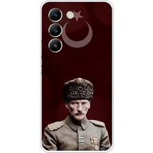 TechTree Vivo V30 Lite Uyumlu Ay Yıldız ve Başkomutan Atatürk Baskılı Silikon Kılıf