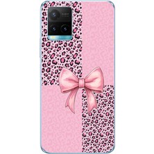 TechTree Vivo Y21S Uyumlu Pembe Leopar Desenli ve Kurdele Baskılı Silikon Kılıf