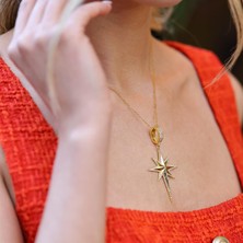 Necati Gün Kutup Yıldızı Kilit Charm Gold Gümüş Kolye