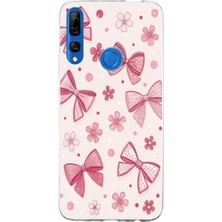 TechTree Honor 9x Uyumlu Pembe Fiyonk, Çiçek ve Puantiye Baskılı Silikon Kılıf