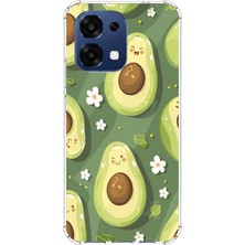 TechTree Oppo A6 Pro Uyumlu Yeşil Zeminli Sevimli Avokado Baskılı Silikon Kılıf