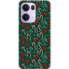 TechTree Oppo Reno 13 Pro Uyumlu Yılbaşı Çam Ağacı ve Baston Şeker Baskılı Silikon Kılıf