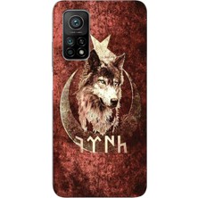 TechTree Xiaomi Mi 10T-10T Pro Uyumlu Göktürk Yazılı ve Bozkurt Desenli Baskılı Silikon Kılıf