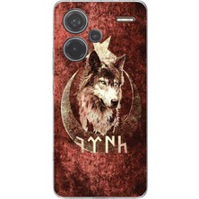 TechTree Redmi Note 13 Pro Plus Uyumlu Göktürk Yazılı ve Bozkurt Desenli Baskılı Silikon Kılıf