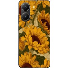 TechTree Poco X7 Pro Uyumlu Altın Sarısı Ayçiçeği Bahçesi Baskılı Silikon Kılıf