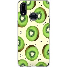 TechTree Samsung Galaxy A10S Uyumlu Yeşil Kivi Dilimleri ve Kalp Çekirdek Baskılı Silikon Kılıf