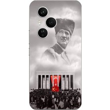 TechTree Honor 400 Pro Uyumlu Bulutların Üzerindeki Lider Kalpaklı Atatürk Baskılı Silikon Kılıf
