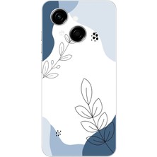 TechTree Tecno Spark Go 1 Uyumlu Mavi Huzur Şekiller ve Botanik Çizgiler Baskılı Silikon Kılıf