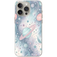 TechTree iPhone 15 Pro Max Uyumlu Soft Renkli Gezegenler Baskılı Silikon Kılıf