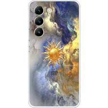 TechTree Vivo V30 Lite Uyumlu 777 Güneş ve Bulut Tasarım Baskılı Silikon Kılıf