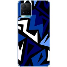 TechTree Vivo Y21S Uyumlu Modern Mavi Geometrik Mozaik Baskılı Silikon Kılıf