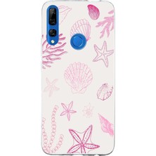 TechTree Honor 9x Uyumlu Pembe Deniz Yıldızı ve Kabuk Baskılı Silikon Kılıf