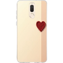 TechTree Huawei Mate 10 Lite Uyumlu Krem Zeminli Kırmızı Kalp Baskılı Silikon Kılıf