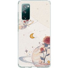 TechTree Samsung Galaxy S20 Fe Uyumlu Gezegen, Yıldız ve Gül Baskılı Silikon Kılıf