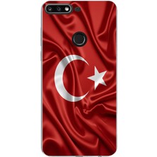 TechTree Huawei Y7 2018 - Honor 7c Uyumlu Türk Bayrağı Baskılı Silikon Kılıf