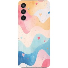 TechTree Samsung Galaxy M15 Uyumlu Pastel Renkli Dalgalı ve Kalp Baskılı Silikon Kılıf